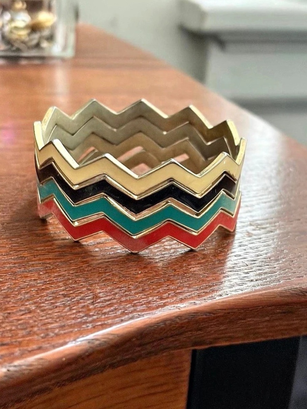 Multicolor Zigzag Bangle Bracelet Set
